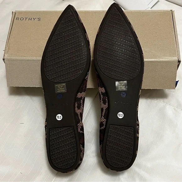 New in Box Rothy’s the Point Ballet Flat Slip On Shoe in Mocha Spot Animal 10.5 - Picture 10 of 11
